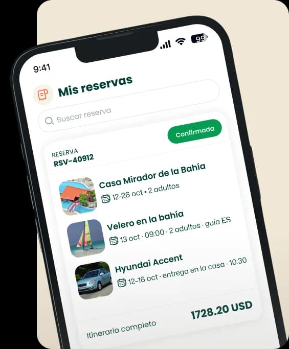 Aplicación móvil con reservas confirmadas